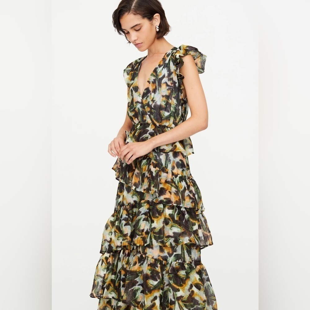NWT Marie Oliver Marisol Tiered Maxi Dress Floral Print Size 0